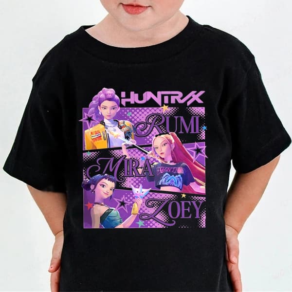 Huntrix Demon Hunters T-shirt – Barn K-Pop Stil Huntrix Demon Hunters T-shirt – Barn K-Pop Stil